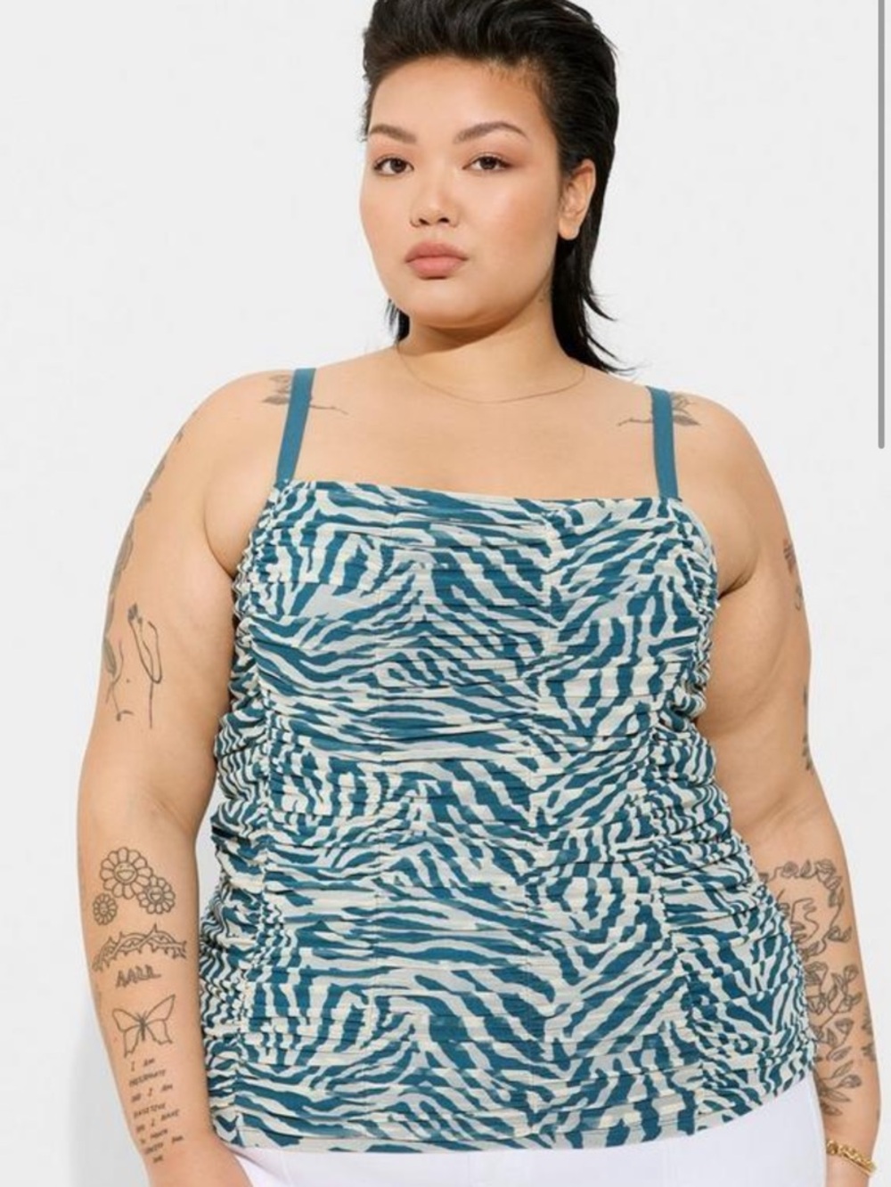 Torrid Stretch Mesh Cropped Shirred Cami